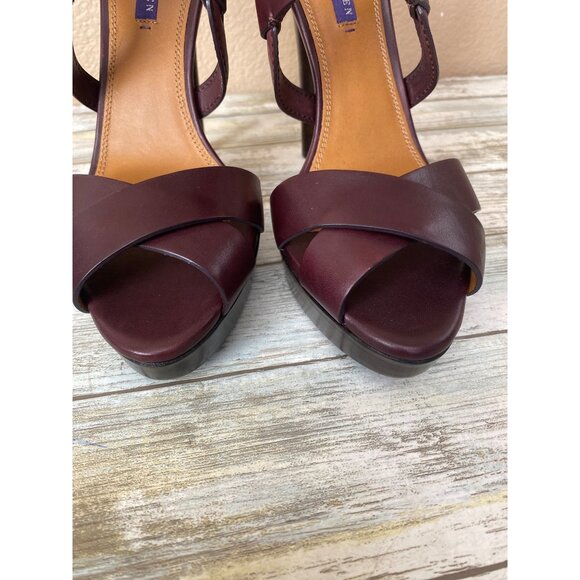 Ralph Lauren Collection Burgundy Leather Strappy Sandals Heels Made in Italy Sz9 - Picture 14 of 15